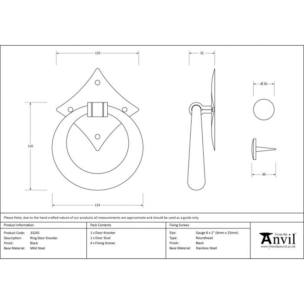 From the Anvil Ring Door Knocker Black SD Hardware